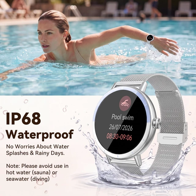 Alt view image 5 of 7 - Smart Watches for Women Android/iPhone, Fitness Tracker with Calling&Answer | IP68 Waterproof, 100+ Sport Modes, Step Counter, Sleep Tracker, AI Voice, Heart Rate & SpO2 Monitor, Two Changeable Bands