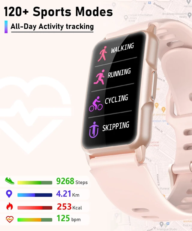 Alt view image 2 of 7 - Smart Watch Fitness Tracker with 24/7 Heart Rate, Blood Oxygen Blood Pressure Monitor Sleep Tracker 120 Sports Modes Activity Trackers Step Calorie Counter IP68 Waterproof for Andriod iPhone Women Men