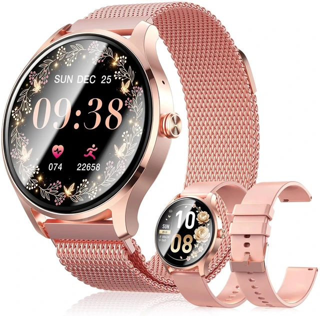 Main image of Smart Watch for Women, Fitness Trackers with Calls&Answer, Womens Watch 1.27'' Fitness Watches with Heart Rate/Sleep/SpO2 Monitor/100+ Sports Model, Smartwatch for iPhone/Samsung/Android Rose Gold