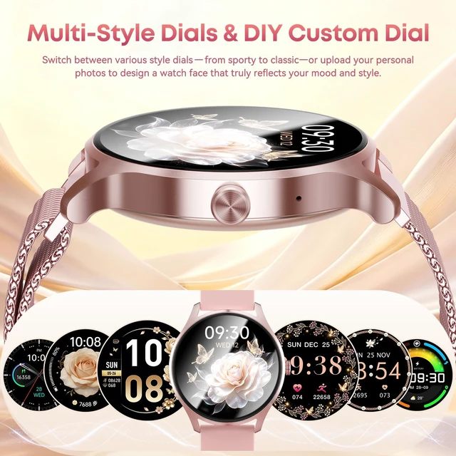 Alt view image 6 of 7 - Smart Watch for Women, Fitness Trackers with Calls&Answer, Womens Watch 1.27'' Fitness Watches with Heart Rate/Sleep/SpO2 Monitor/100+ Sports Model, Smartwatch for iPhone/Samsung/Android Rose Gold