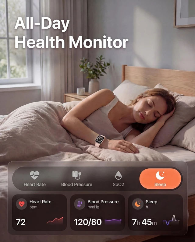 Alt view image 2 of 7 - Smart Watch, Fitness Watch for Women Men with 24/7 Heart Rate/Blood Pressure Monitor,Pedometer, Sleep Tracker, 120+ Sport Modes, IP68 Waterproof Activity&Fitness Tracker Compatible with Android iPhone