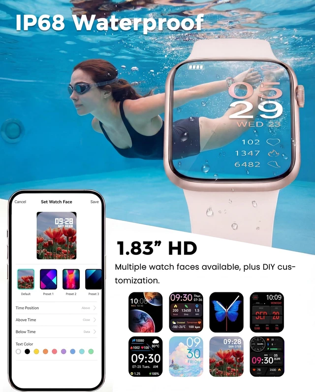 Alt view image 7 of 7 - Smart Watch, Fitness Watch for Women Men with 24/7 Heart Rate/Blood Pressure Monitor,Pedometer, Sleep Tracker, 120+ Sport Modes, IP68 Waterproof Activity&Fitness Tracker Compatible with Android iPhone