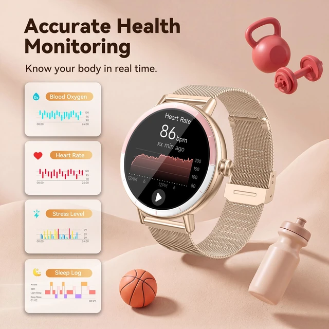 Alt view image 3 of 7 - Smart Watches for Women Android/iPhone, Fitness Tracker with Calling&Answer | 100+ Sport Modes, IP68 Waterproof, AI Voice, Heart Rate & SpO2 Monitor, Step Counter, Sleep Tracker, Two Changeable Bands