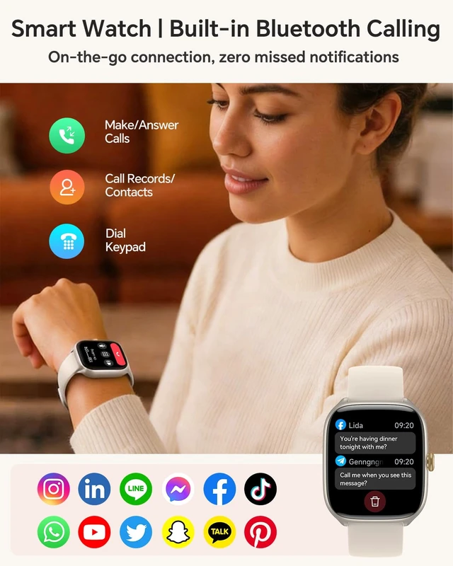 Alt view image 3 of 7 - Smart Watches for Women,1.75" AMOLED Fitness Watch(Answer/Make Call) | 3 ATM Waterproof Smart Watch for Android/iPhone, Finess Tracker with 24/7 Heart Rate/Sleep Monitor,110+ Sport Modes,AI Voice