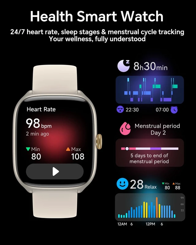 Alt view image 4 of 7 - Smart Watches for Women,1.75" AMOLED Fitness Watch(Answer/Make Call) | 3 ATM Waterproof Smart Watch for Android/iPhone, Finess Tracker with 24/7 Heart Rate/Sleep Monitor,110+ Sport Modes,AI Voice