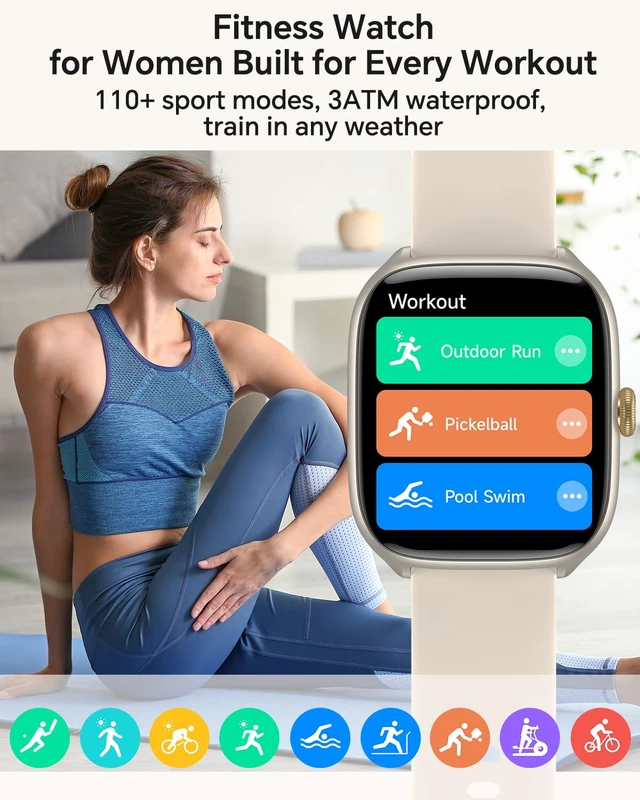 Alt view image 5 of 7 - Smart Watches for Women,1.75" AMOLED Fitness Watch(Answer/Make Call) | 3 ATM Waterproof Smart Watch for Android/iPhone, Finess Tracker with 24/7 Heart Rate/Sleep Monitor,110+ Sport Modes,AI Voice