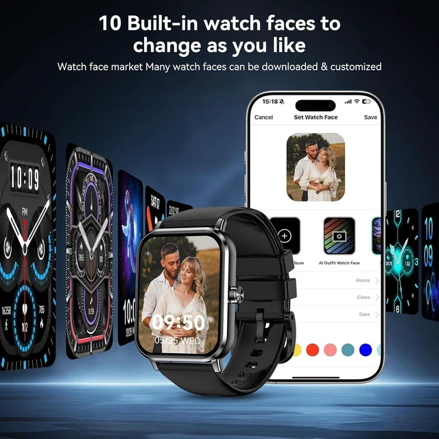 Alt view image 4 of 7 - Smart Watch for Men Women, 1.83" HD Touchscreen Fitness Tracker, Smartwatch with Bluetooth Calling, 130+ Sports Modes, Heart Rate Sleep Step Monitor, IP68 Waterproof Pedometer for iPhone & Android