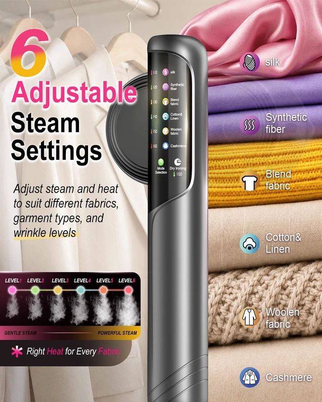 Alt view image 5 of 7 - Travel Steamer for Clothes, Upgraded 2-in-1 Handheld Garment Steamer & Iron | 1200W Portable Steam Iron, 20s Heat-Up for Wrinkle Removal with 6 Fabric Settings, 140ml Tank, 110V-120V