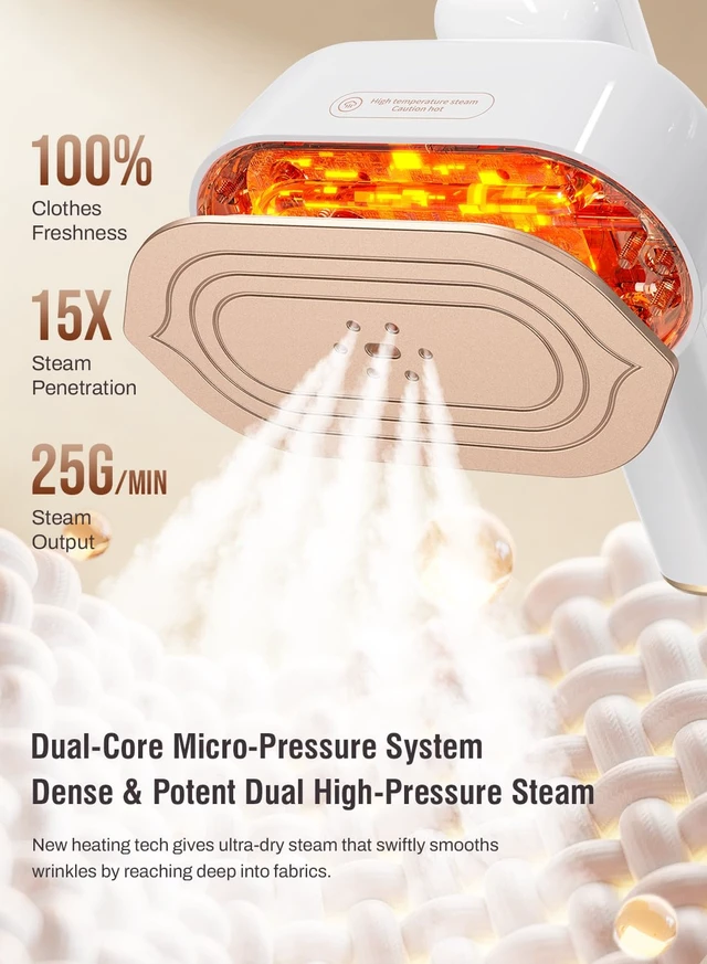Alt view image 3 of 7 - 2026 Travel Steamer for Clothes, 2-in-1 Portable Steamer for Clothes, Handheld Garment Steamer and Iron, 1200W with LED Display, 15s Heat-Up, Ceramic Soleplate, Self-Cleaning, 120V