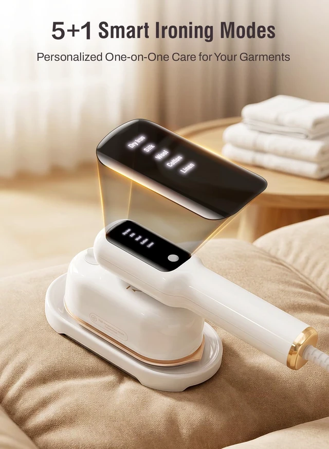 Alt view image 6 of 7 - 2026 Travel Steamer for Clothes, 2-in-1 Portable Steamer for Clothes, Handheld Garment Steamer and Iron, 1200W with LED Display, 15s Heat-Up, Ceramic Soleplate, Self-Cleaning, 120V