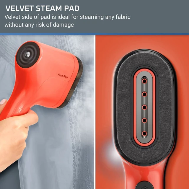 Alt view image 4 of 7 - PurePop Handheld Steamer for Clothes 1.5 Lbs 15 Second Heatup, 2.3 Oz Capacity 1150 Watts Portable, Ironing, Fabric Steamer, Garment Vacation Essentials, Travel Must Have Red DR2022 DR2022U1