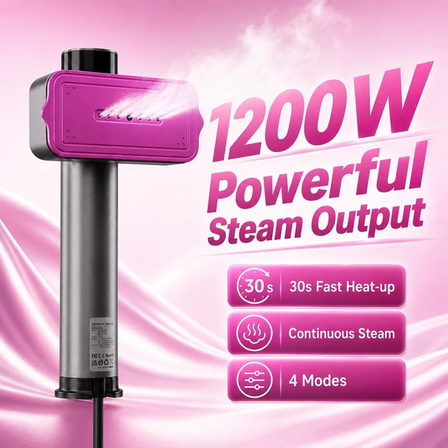 Alt view image 4 of 7 - Clothes Steamer Handheld, 2-In-1 Portable Travel Steamer for Clothes | 1200W Handheld Garment Steamer for Travel, Home, Hotel Wrinkle Remove, Fast Heat-Up, Compact & Lightweight, 110-120V Only