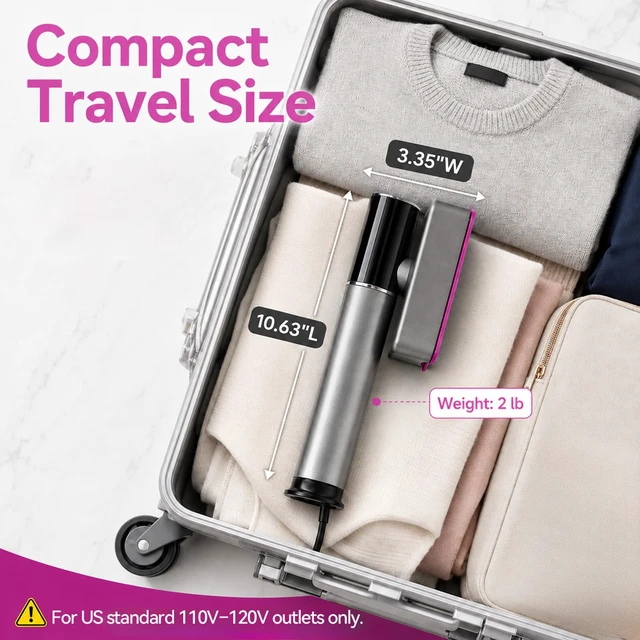 Alt view image 5 of 7 - Clothes Steamer Handheld, 2-In-1 Portable Travel Steamer for Clothes | 1200W Handheld Garment Steamer for Travel, Home, Hotel Wrinkle Remove, Fast Heat-Up, Compact & Lightweight, 110-120V Only