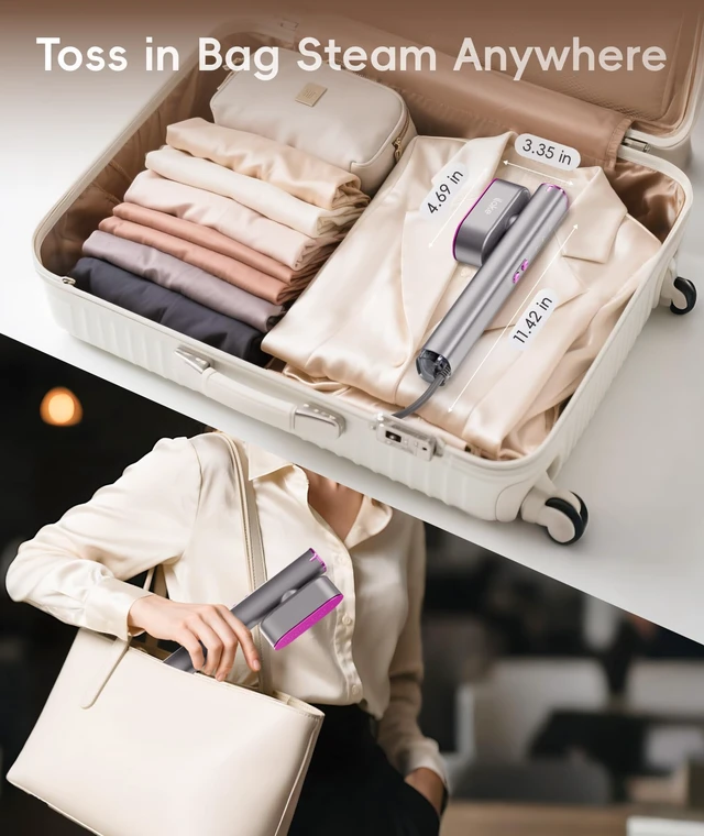 Alt view image 4 of 7 - Steamer for Clothes, 1000W Portable Garment Steamer Travel Size, 100-240V Dual Voltage, 120ml Tank Handheld Steam & Iron 2 in 1, for Home, Business, Global & Europe Traveling