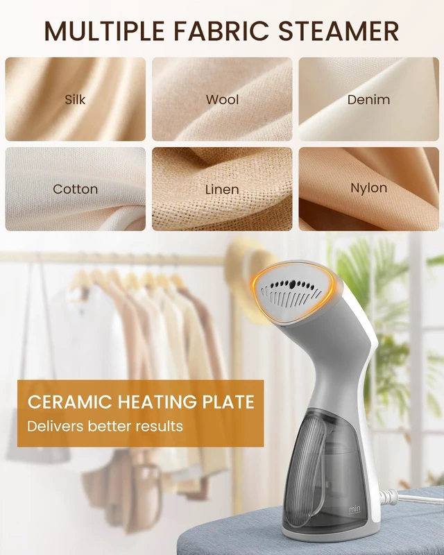 Alt view image 6 of 7 - Travel Steamer for Clothes, Portable and Handheld | Dual Voltage Garment Fabric Wrinkle Remover with Ceramic Heating Plate, Fast 30-second Heat-up