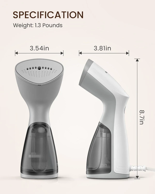 Alt view image 7 of 7 - Travel Steamer for Clothes, Portable and Handheld | Dual Voltage Garment Fabric Wrinkle Remover with Ceramic Heating Plate, Fast 30-second Heat-up