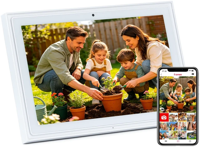 Main image of 10.1Inch WiFi Digital Picture Frame, 32GB Storage, Frameo App, Touchscreen | Photo & Video Playback, Offline Viewing, No Monthly Subscription, microSD Expansion, Gifts for Mom, Dad & Grandparents