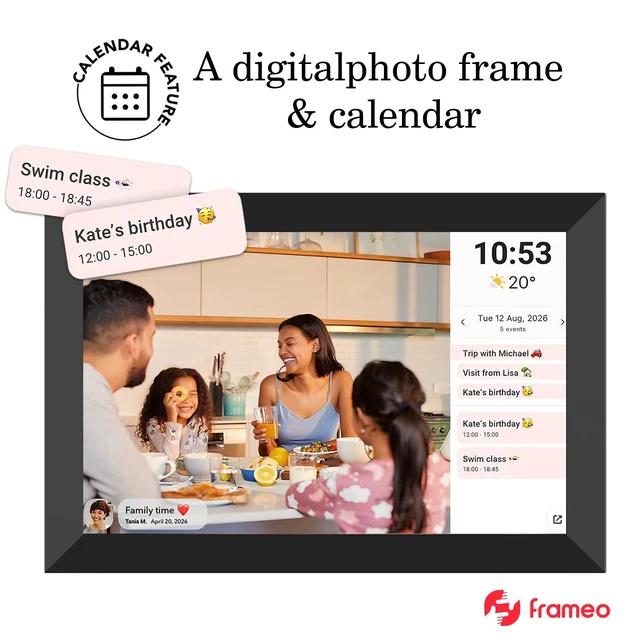 Alt view image 4 of 7 - 32GB FRAMEO 10.1 Inch Smart WiFi Digital Photo Frame 1280x800 IPS LCD Touch Screen, Auto-Rotate Portrait and Landscape, Built in 32GB Memory, Share Moments Instantly via Frameo App from Anywhere