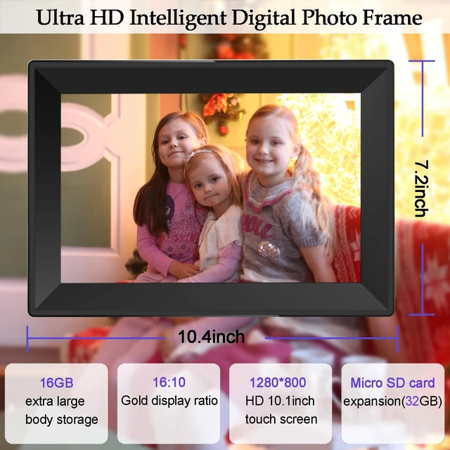 Alt view image 2 of 6 - Smart WiFi Digital Picture Frame 10Inch Touchscreen Digital Photo Frame | digital frame Built-in 16GB Memory,Auto-Rotate Easy Setup to Share Photos or Videos via Uhale APP-Gifts for elders and friend