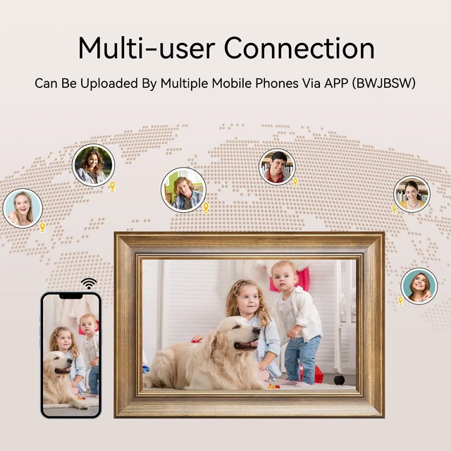 Alt view image 3 of 7 - 10.1 Inch WiFi Digital Picture Frame, Smart Digital Photo Frame with 1280x800 IPS HD Touchscreen, Instant Wireless Photo & Video Sharing via App, Electronic Picture Frame for Family