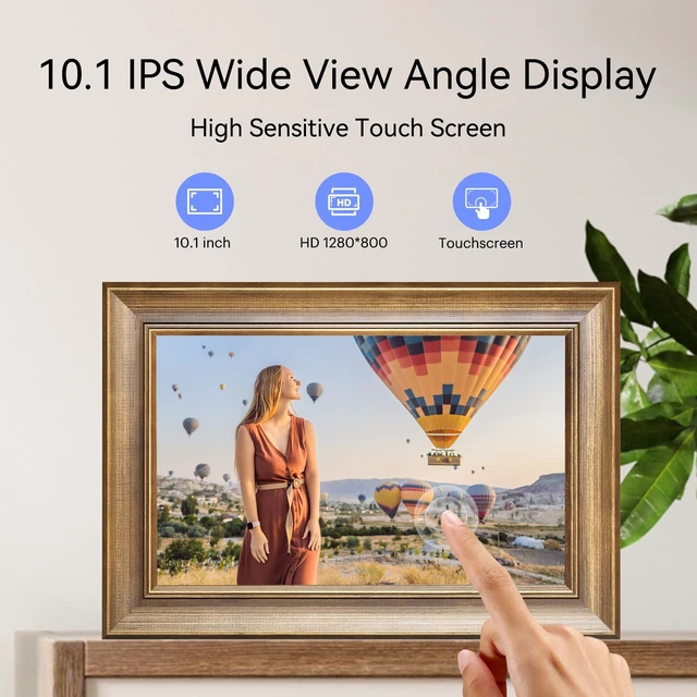 Alt view image 4 of 7 - 10.1 Inch WiFi Digital Picture Frame, Smart Digital Photo Frame with 1280x800 IPS HD Touchscreen, Instant Wireless Photo & Video Sharing via App, Electronic Picture Frame for Family