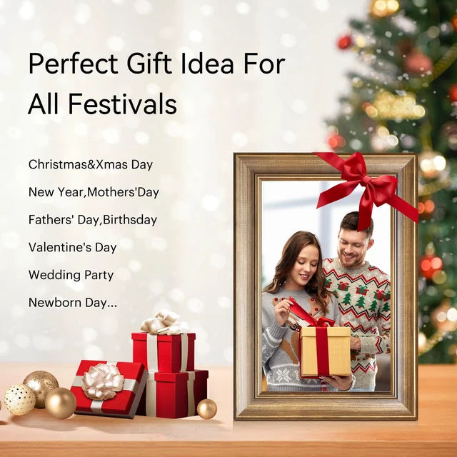 Alt view image 6 of 7 - 10.1 Inch WiFi Digital Picture Frame, Smart Digital Photo Frame with 1280x800 IPS HD Touchscreen, Instant Wireless Photo & Video Sharing via App, Electronic Picture Frame for Family