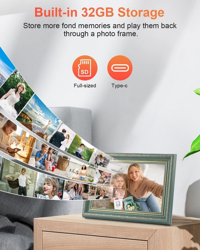 Alt view image 5 of 7 - Frameo Digital Frame 10.1 Inch WiFi Digital Photo Frame with 32GB Storage, 1280x800 HD IPS Touch Screen Picture Frames Slideshow, Long Distance Realationship Gifts, Elderly Tech-Midnight Blue