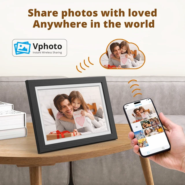 Alt view image 2 of 7 - Digital Picture Frame WiFi 10 inch Touch Screen | Digital Photo Frame Display, 32GB Storage, Auto-Rotate, Share Photos via App, Email, Cloud, Classic 10
