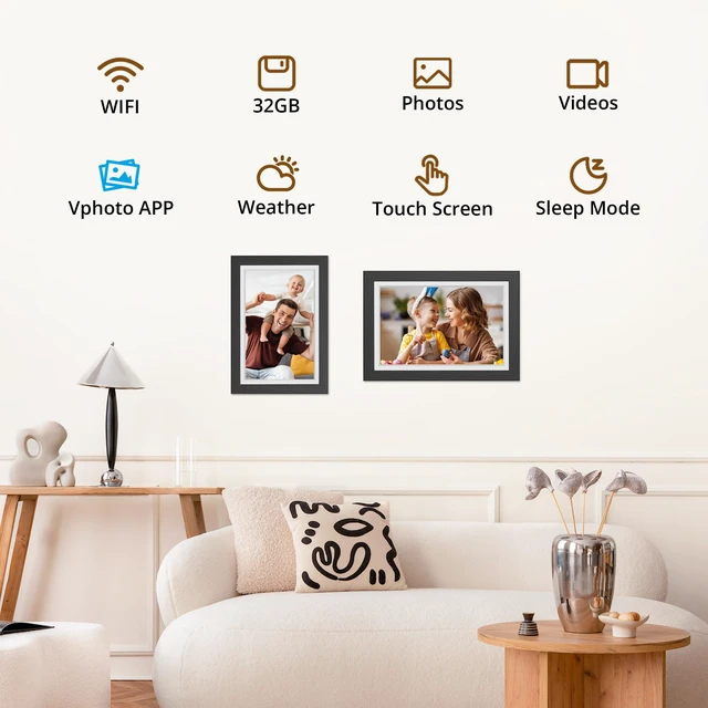 Alt view image 4 of 7 - Digital Picture Frame WiFi 10 inch Touch Screen | Digital Photo Frame Display, 32GB Storage, Auto-Rotate, Share Photos via App, Email, Cloud, Classic 10