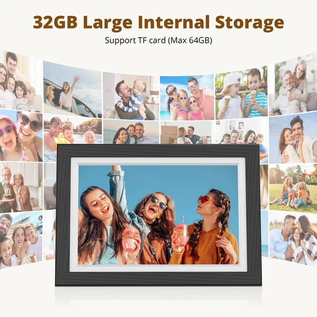 Alt view image 7 of 7 - Digital Picture Frame WiFi 10 inch Touch Screen | Digital Photo Frame Display, 32GB Storage, Auto-Rotate, Share Photos via App, Email, Cloud, Classic 10