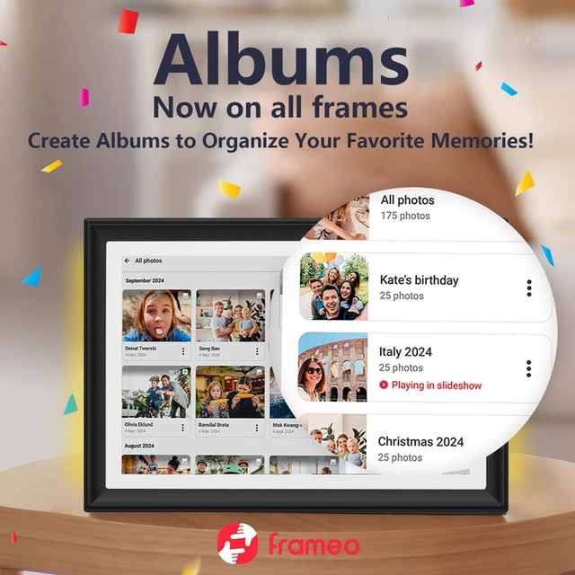 Alt view image 6 of 7 - 32GB FRAMEO 10.1 Inch WiFi Digital Photo Frame, 1280x800 HD IPS LCD Touch Screen, Auto-Rotate Portrait and Landscape, 32GB Storage, Share Moments Instantly via Frameo App from Anywhere