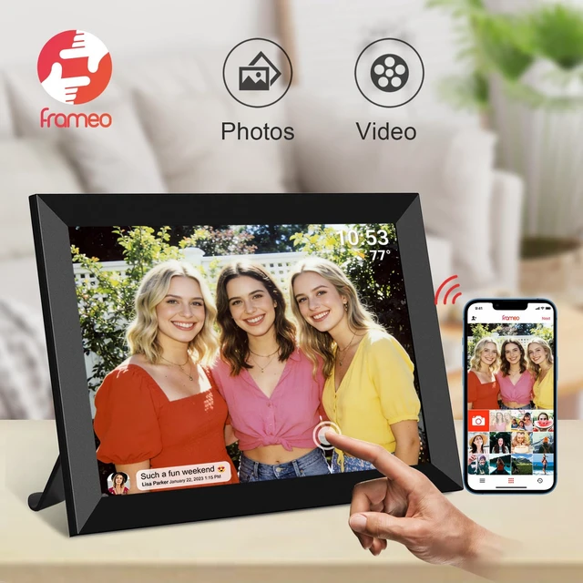 Alt view image 3 of 7 - 32GB FRAMEO 10.1 Inch Smart WiFi Digital Photo Frame 1280x800 IPS LCD Touch Screen, Auto-Rotate Portrait and Landscape, Built in 32GB Memory, Share Moments Instantly via Frameo App from Anywhere