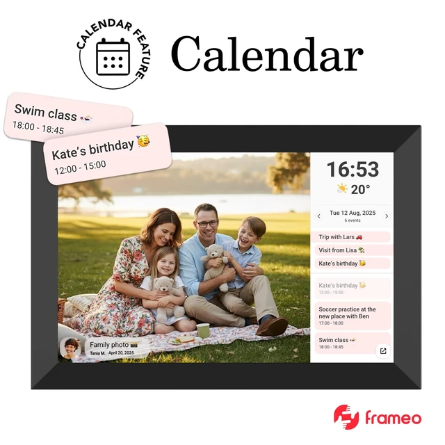Alt view image 4 of 7 - 32GB FRAMEO 10.1 Inch Smart WiFi Digital Photo Frame 1280x800 IPS LCD Touch Screen, Auto-Rotate Portrait and Landscape, Built in 32GB Memory, Share Moments Instantly via Frameo App from Anywhere