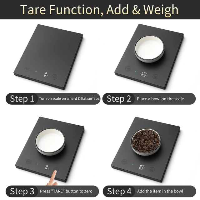 Alt view image 5 of 7 - 22lb Digital Food Scale Precision 0.1oz/1g, Kitchen Scale Big LED | Professional Factory Since 2001 Baking Scales Weight Grams and Ounces for Cooking & Coffee, Tare, 3*AAA Included, Black