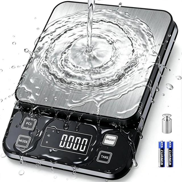 Main image of IPX7 Waterproof Food Scale 0.1g Precision Kitchen Scale, 5kg/11lb Digital Food Scale USB Rechargeable, Backlight Gram Scale Stainless Steel & Washable Digital Scale for Cooking, Baking,Weight Loss