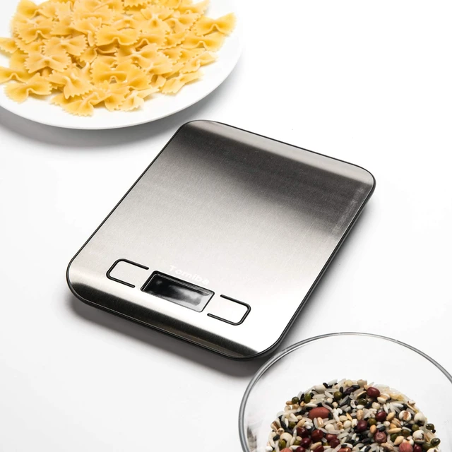 Alt view image 6 of 7 - Digital Kitchen Food Scale 11 lb Grams and Ounces Small Stainless Steel Backlit Silver Batteries Included
