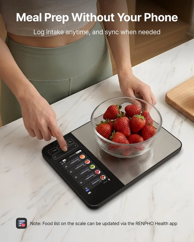 Alt view image 3 of 7 - Rechargeable Smart Food Scale with Nutritional Calculator, Calibra+ | TFT Color Display, Instant Macro, Carb Tracker, Digital Food Scale for Weight Loss, Sync with Apps, Stainless Steel