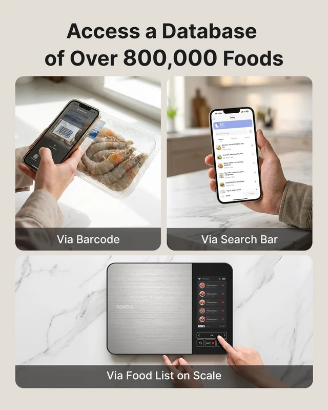 Alt view image 7 of 7 - Rechargeable Smart Food Scale with Nutritional Calculator, Calibra+ | TFT Color Display, Instant Macro, Carb Tracker, Digital Food Scale for Weight Loss, Sync with Apps, Stainless Steel