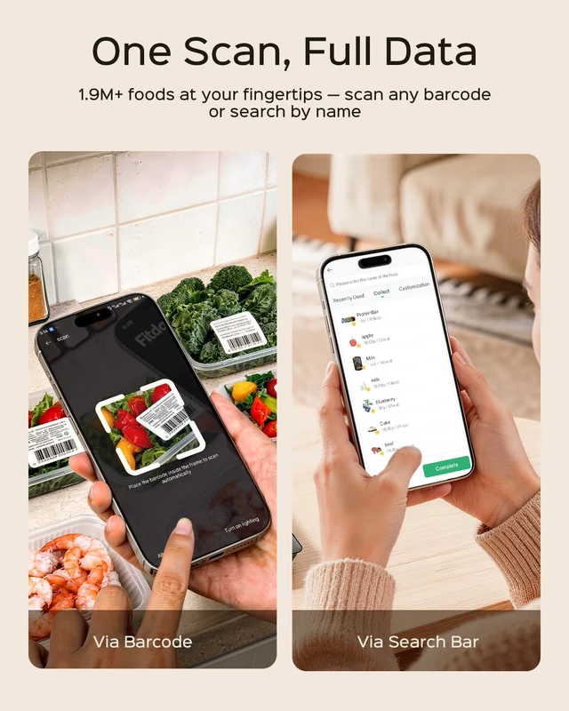 Alt view image 6 of 6 - Smart Food Scale with Nutritional Calculator, USB-C Rechargeable | Color Display, Fitdays+ App with 24 Nutrients, Barcode Scan, Calorie & Macro Tracking for Meal Prep and Weight Loss