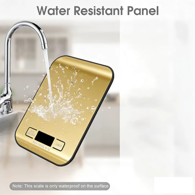 Alt view image 7 of 7 - Digital Shipping Scale,Stainless Steel Panel, Accurate Portable Postal Scale for Packages, Small Business,Kitchen, Food, Handmade, Liquids, and Boutique (Mirror Gold Battery(5kg/1g))