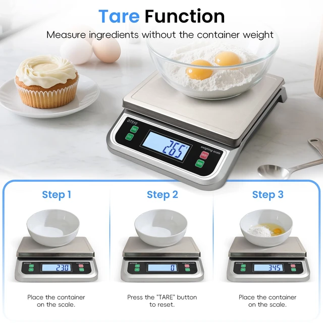 Alt view image 4 of 7 - 88lb Food Scale Stainless Steel with 6 Unit and Tare PCS Funtion | Commercial Kitchen Scale, with Full View LCD Display Large Kitchen Scale for Baking, Cooking, flour, fruits Silver