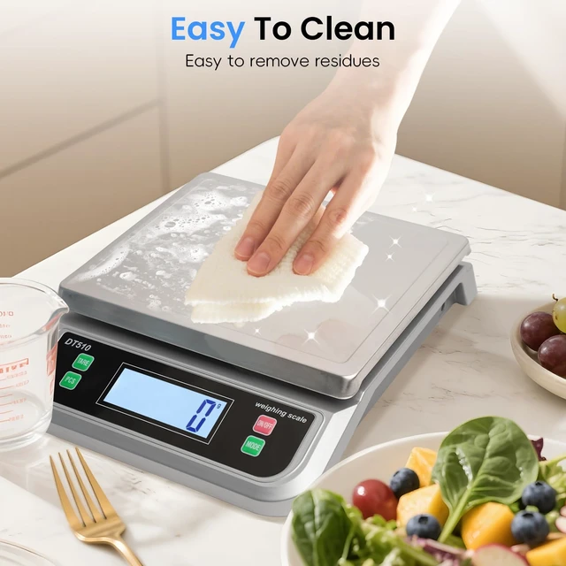 Alt view image 7 of 7 - 88lb Food Scale Stainless Steel with 6 Unit and Tare PCS Funtion | Commercial Kitchen Scale, with Full View LCD Display Large Kitchen Scale for Baking, Cooking, flour, fruits Silver