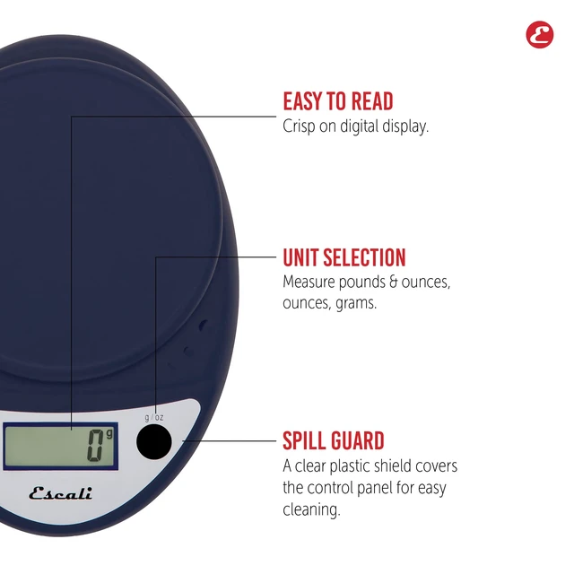 Alt view image 2 of 5 - Primo Digital Food Scale Multi-Functional Kitchen Scale and Baking Scale for Precise Weight Measuring and Portion Control, 8.5 x 6 x 1.5 inches, Royal Blue