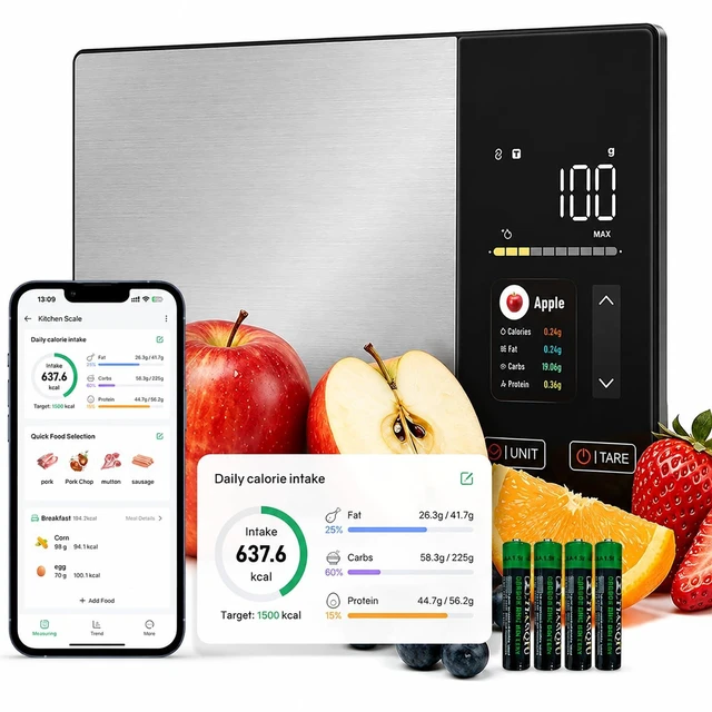 Main image of Smart Food Scale with Nutritional Calculator, Free App & Color Display | Digital Kitchen Scale for Calorie, Carb, Fat & Protein Tracking, 23 Nutrients, Nutrition Scale for Healthy Eating & Meal Prep
