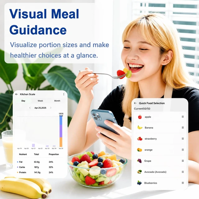 Alt view image 4 of 7 - Smart Food Scale with Nutritional Calculator, Free App & Color Display | Digital Kitchen Scale for Calorie, Carb, Fat & Protein Tracking, 23 Nutrients, Nutrition Scale for Healthy Eating & Meal Prep
