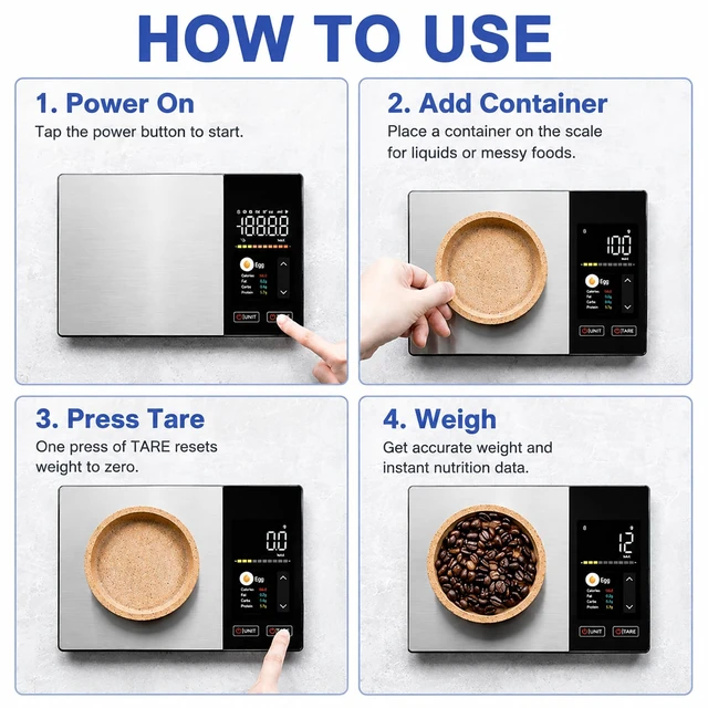 Alt view image 6 of 7 - Smart Food Scale with Nutritional Calculator, Free App & Color Display | Digital Kitchen Scale for Calorie, Carb, Fat & Protein Tracking, 23 Nutrients, Nutrition Scale for Healthy Eating & Meal Prep