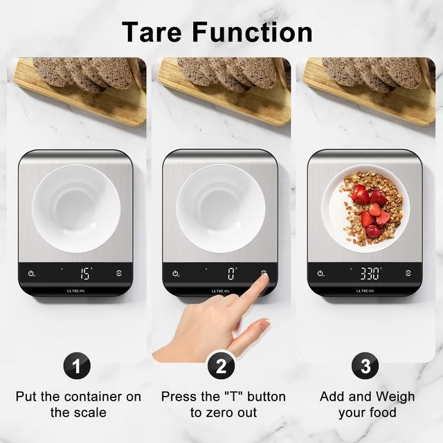 Alt view image 6 of 6 - Smart Food Kitchen Scale with Nutritional Calculator, App for Macro & Calorie Tracking, AI Scan, Digital Grams and Ounces for Weight Loss, Rechargeable, Stainless Steel, 33lb /15kg