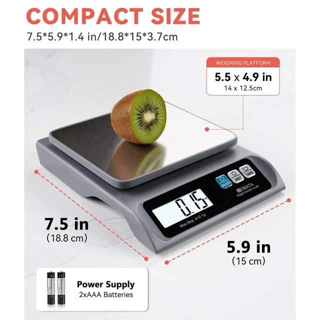 Alt view image 4 of 7 - 13lb/0.1g Precision Digital Food Scale for Kitchen, Grams and Ounces | Removable Pan, Stainless Steel Pan, Backlit LCD Display, Digital Scale for Cooking, Baking B621 Grey