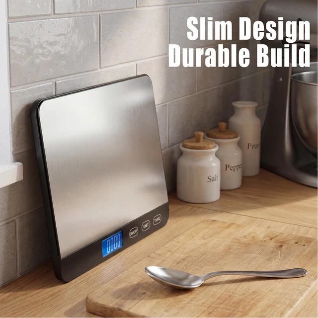 Alt view image 6 of 7 - Food Scale 44lb/20kg, Extra-Large Platform Digital Kitchen Scale, 1g/0.1oz High Precision, Stainless Steel/Tempered Glass, Weight Grams and oz for Cooking Baking Meal Prep Sourdough Bread