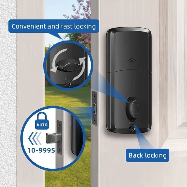 Alt view image 5 of 7 - Smart Door Lock with Handle 6-in-1 Keyless Entry Deadbolt, Biometric Fingerprint Door Lock, Keypad Passcode, IC Card, Mechanical Key, Tuya App Remote Control, Auto-Lock, Easy DIY Front Door Security